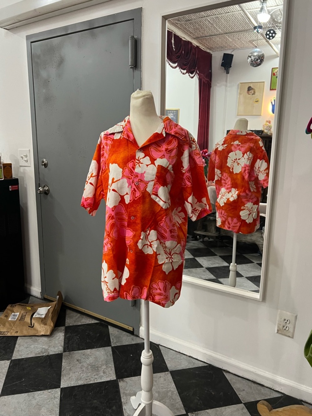 Vintage Red & Pink Floral Hawaiian Shirt
